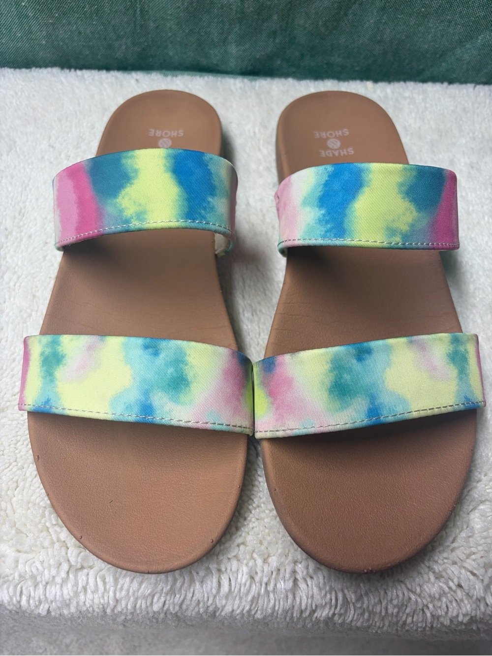 Shade & Shore Women's Tie-Dye Double Strap Slide Sandals - Multicolor